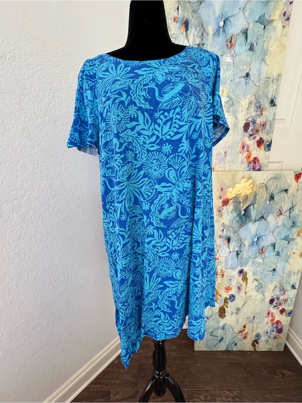 Lilly Pulitzer Sz XXL Cody Short Sleeve Dress Martinique Blue Jungle Oasis